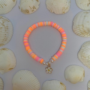 Pulsera de flores pastel / pulsera de flores / pulsera preppy / pulsera de verano / pulsera de cuentas / pulsera para adolescentes / regalo para ella