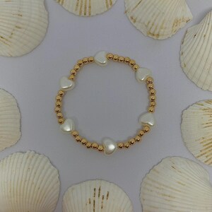 Pulseira de ouro, pingente de coração de pérola, joia infantil, pulseira de amor para adolescentes, pulseira de contas, presente, joia de coração, pulseira de amor para namorados