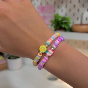fruit bracelet preppy summer jewelry child charm bracelet pastel teen jewelry beaded bracelet gift gold jewelry clay charm cute bracelet