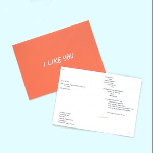 Je t'aime bien. | Une carte postale confessionnelle de liste de contrôle | 5 x 7 po.
