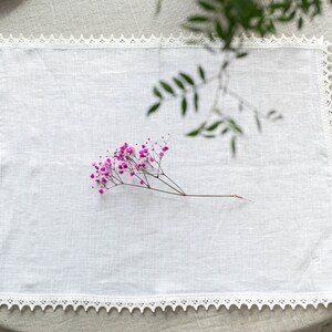 White Linen Placemats With Crochet Lace / Dinnings placemat / Linen placemats set/ Gift for your mother / image 9