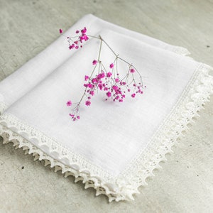 White Linen Placemats With Crochet Lace / Dinnings placemat / Linen placemats set/ Gift for your mother / image 5