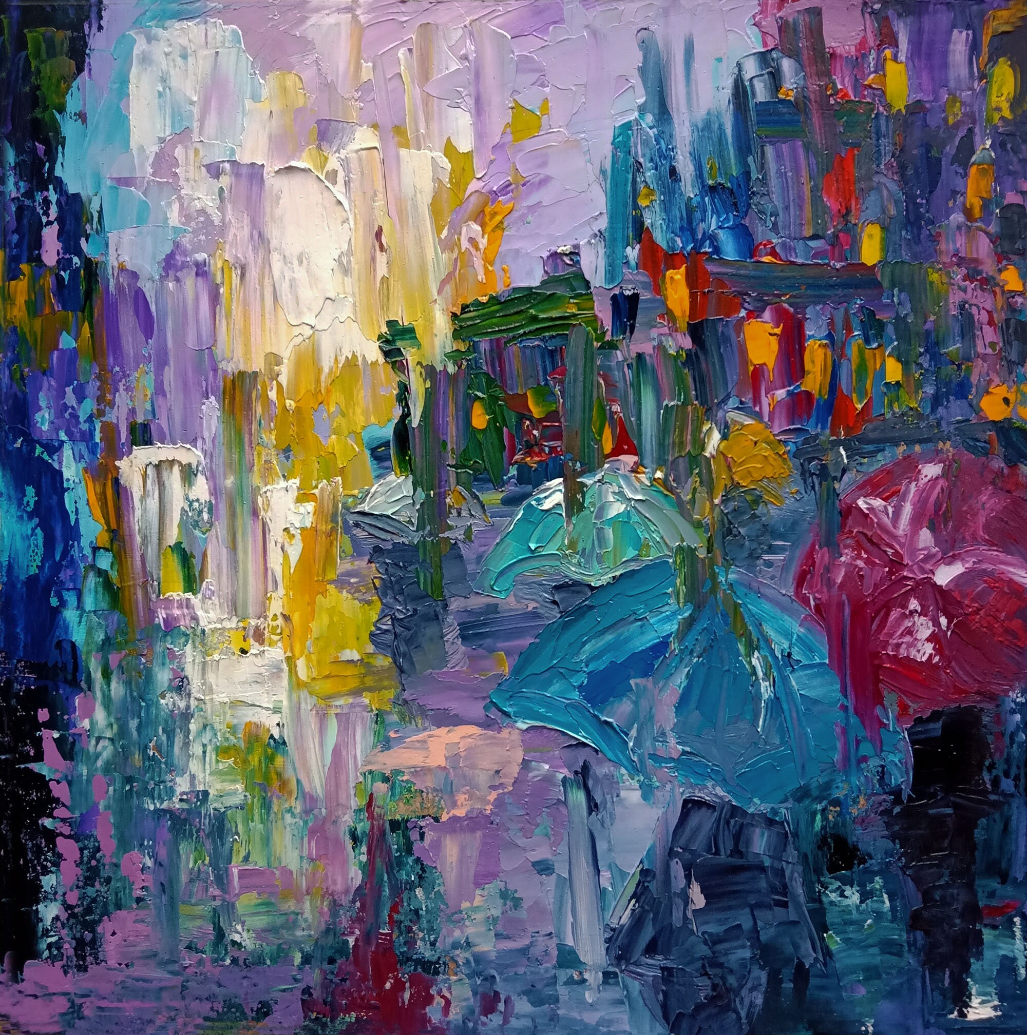 Abstract City Painting Original Art Urban Landscape Impasto Etsy UK