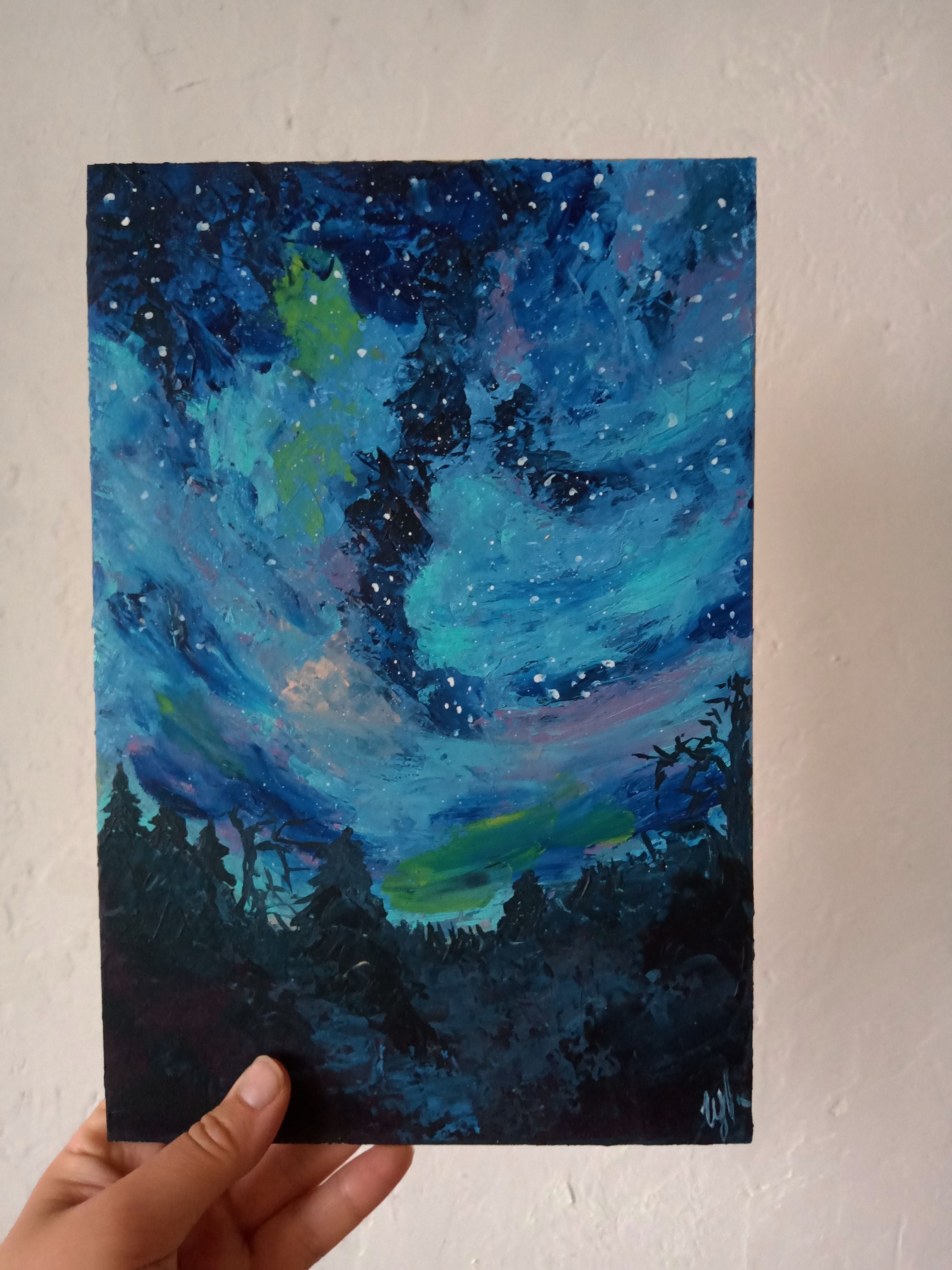 Nachthimmel Gemälde Original Kunst Himmelsmalerei Weltraum | Etsy