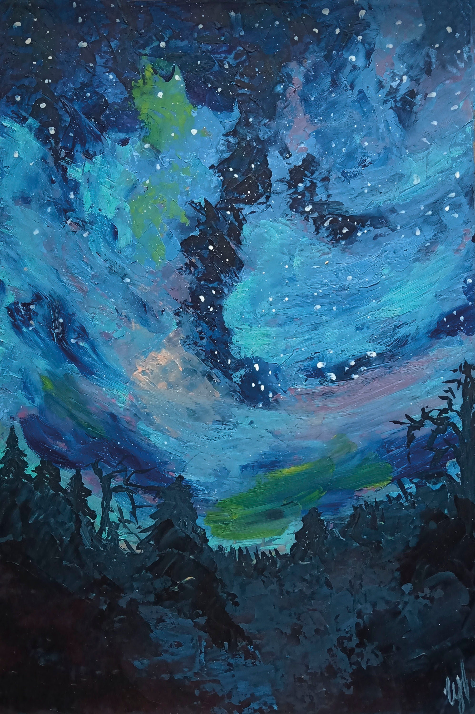 Nachthimmel Gemälde Original Kunst Himmelsmalerei Weltraum | Etsy