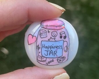 Happiness Pebble Gift: Hand-Painted Glass Stone