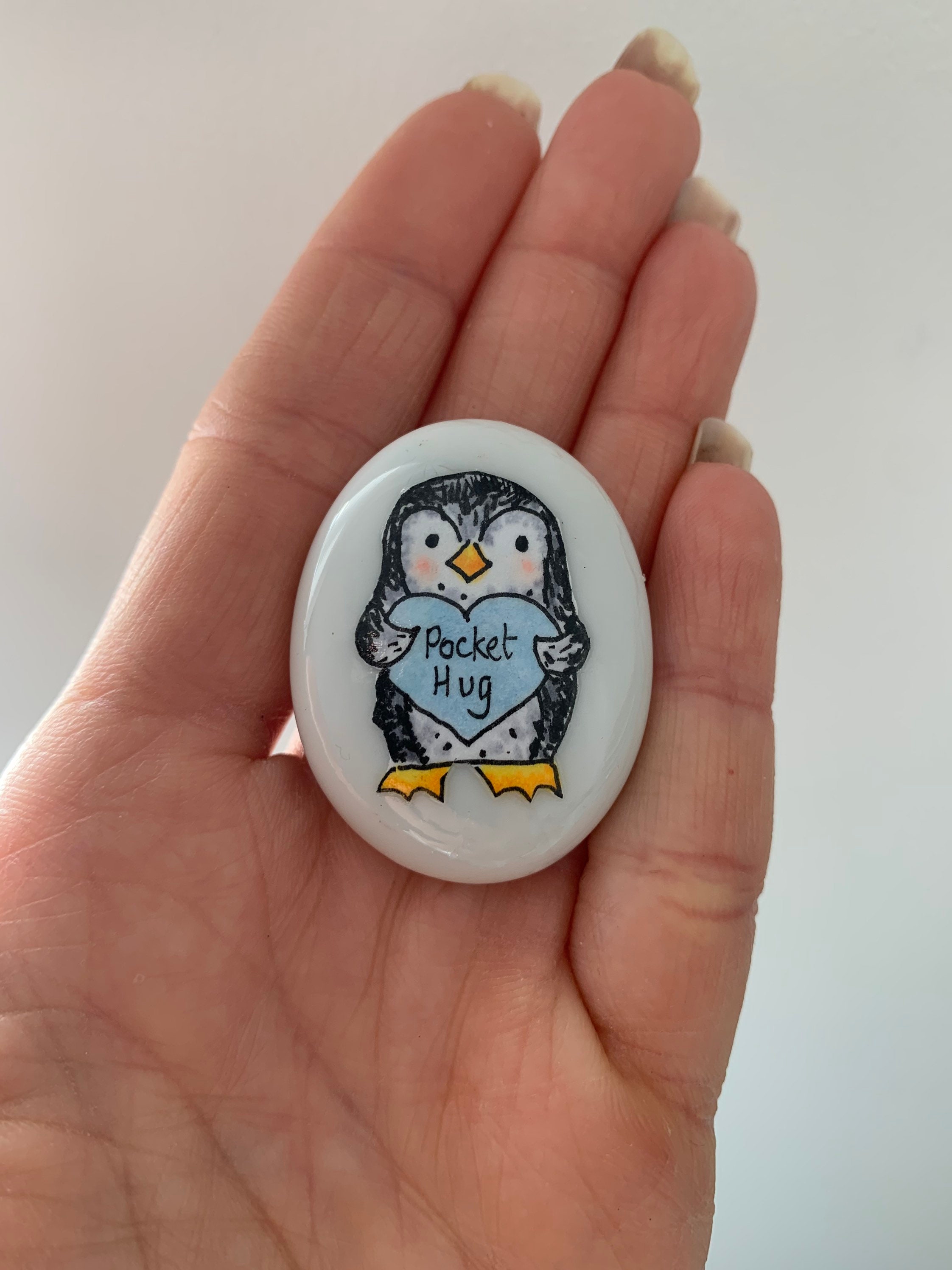 Penguin / Pocket Hug/ Hug / Worry Stone/ Personalised/ Etsy UK