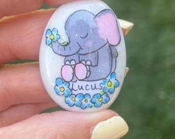 Personalized Elephant Pebble: Forget-Me-Not Memorial Keepsake