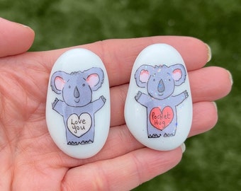 Koala Pocket hug pebble / Worry stone/personalised anxiety gift /Good luck charm /love you /best friend/cute koal lover gift