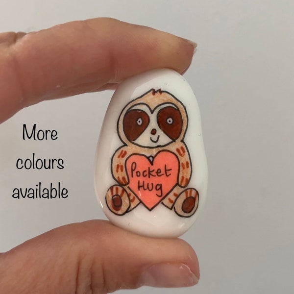 Sloth pocket hug pebble  , personalised, sloth lover small gift , keepsake, worry stone , anxiety for kids, good luck charm, gift for him