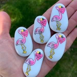 Flamingo worry stone / personalised/ anxiety /stress/you got this /pink flamingo /good luck pebble