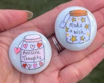 Hand Drawn Positive Affirmation Pebble: Rainbow Cloud, Mindful Gift