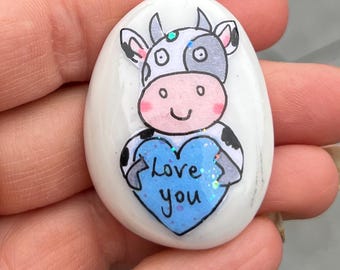 Cow /Pocket hug/ Worry stone/personalised/ cow lover gift /mental health/ gift/ anxiety /memento /best friend/keepsake/