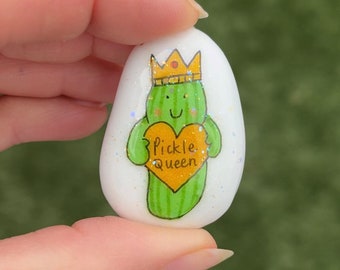 Pickle pebble personalised  /pickle lover gift /pickle queen/ /pocket hug /emotional support pickle /gherkin/dill/
