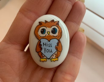 Owl/ gift / personalised /Pocket hug/worry stone / end of term gift /thank you teacher / love you /keepsake /