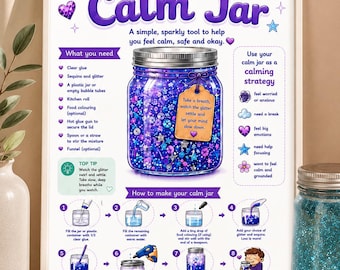 Calm Jar Printable for Kids | how to use a calm jar | Emotional Regulation Resource | Anxiety Coping Strategy | Wellbeing PDF Download