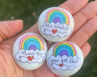 Rainbow Pebble: Hand-Drawn Affirmation Stone, Cheer Up Gift
