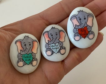 Elephant/gift /Pocket hug/ never forget/ worry stone / personalised/kids/ small gift/Good luck /love you /miss you /friend/ present/keepsake