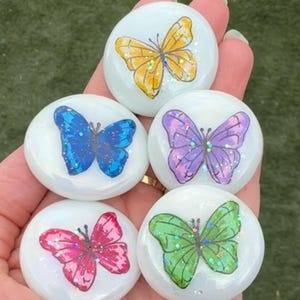 Hand-Drawn Glitter Butterfly Pebble: Mindfulness Gift