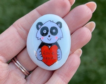 Personalised pocket Panda, Pocket hug, Worry stone, pebble ,emotional support gift , gift for kids , meaningful gift , small gift