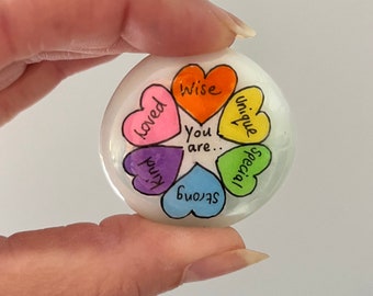 Positive affirmations pebble , positivity gift, anxiety gift, exam gift , mental health ,university gift , you’re amazing
