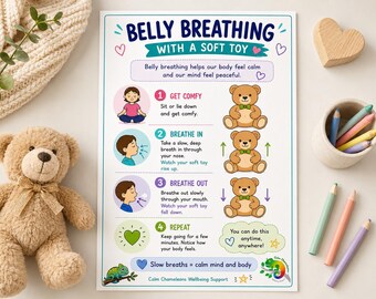 Belly Breathing With a Soft Toy Printable | Calming Breathing Activity for Children | Emotional Regulation | SEN Wellbeing Resource