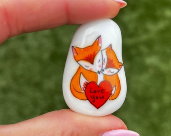 Fox pocket hug pebble /fathers day gift /  personalised gift /love you /hug in the post /gift for her /gift for him/foxes /keepsake/stone