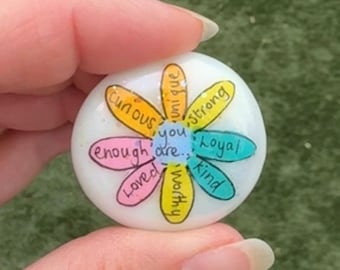 Positive Affirmation Pebble: Rainbow Flower, Motivational Gift