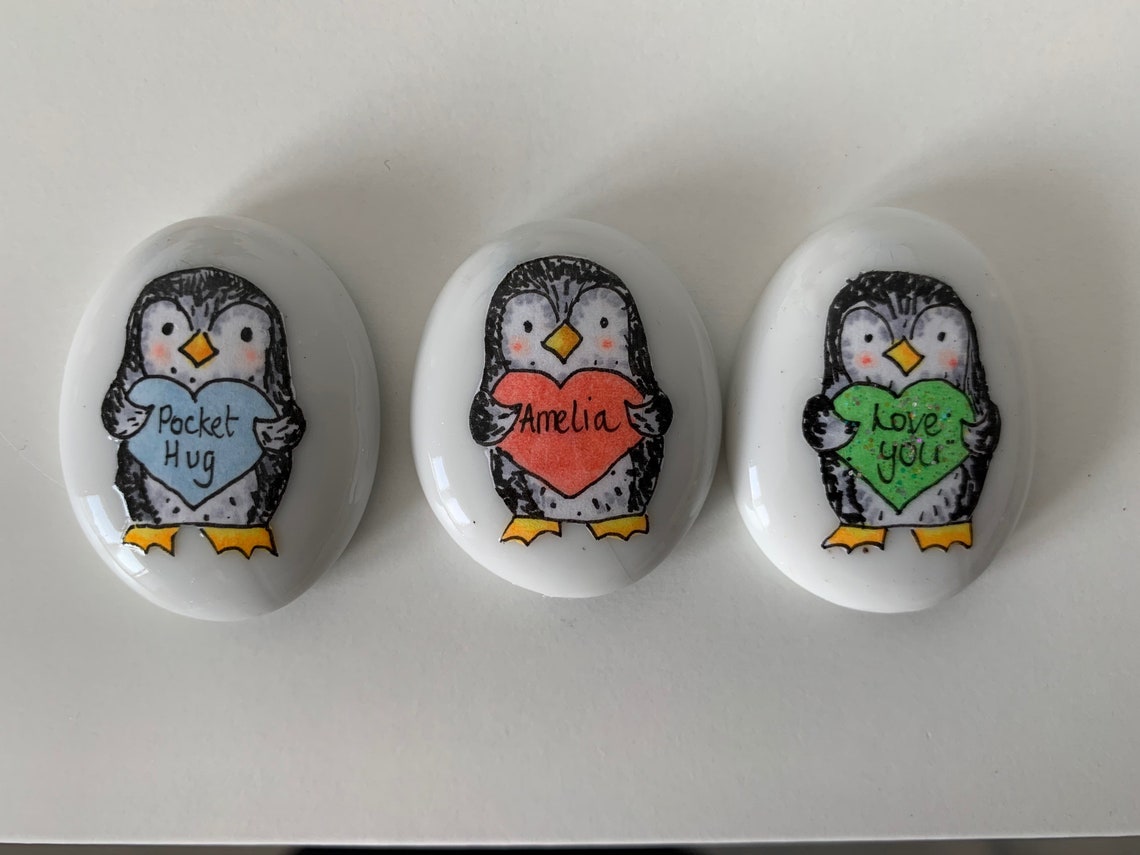 Penguin / Pocket hug/ hug / Worry stone/ personalised/ Etsy