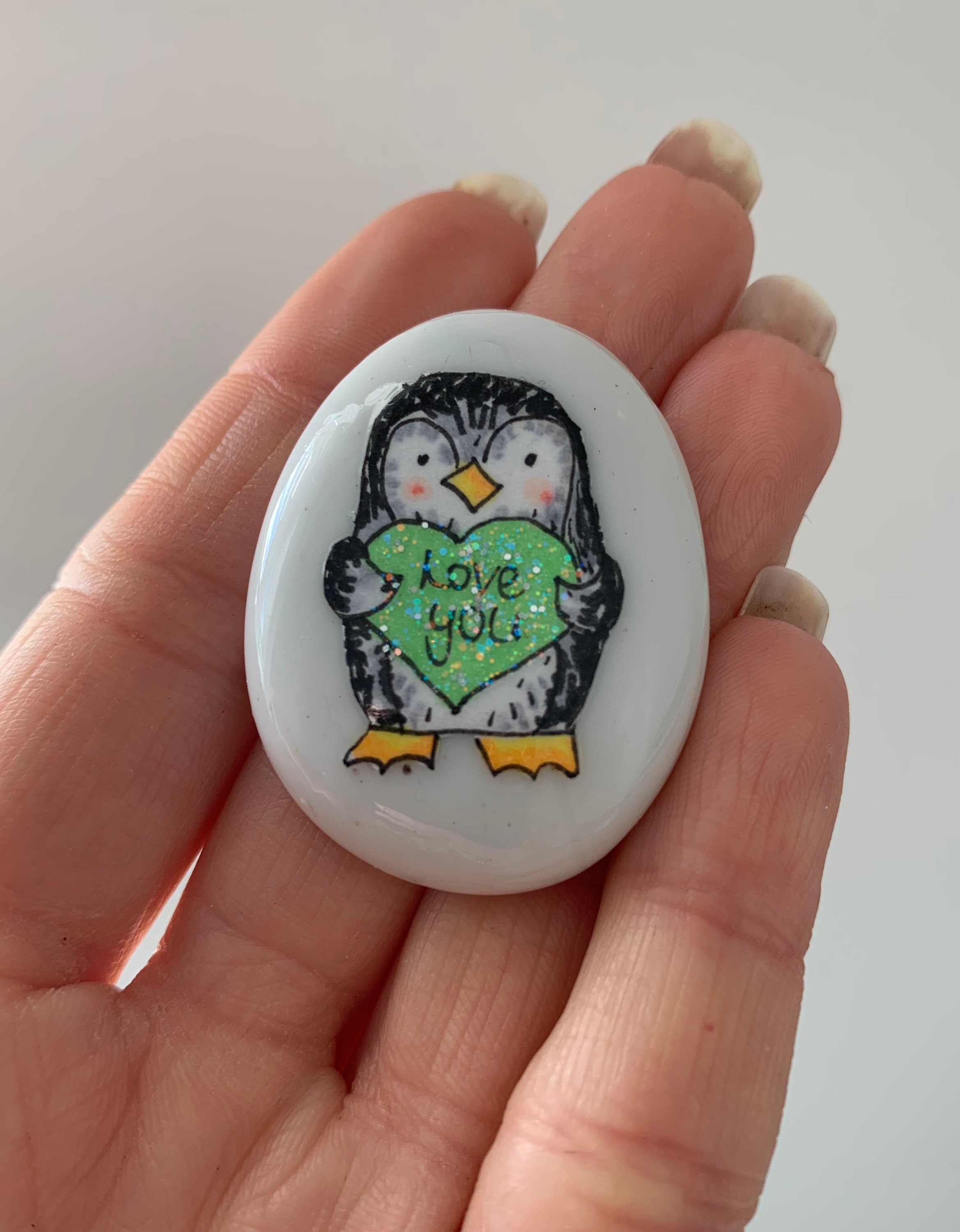 Penguin / Pocket Hug/ Hug / Worry Stone/ Personalised/ Etsy UK