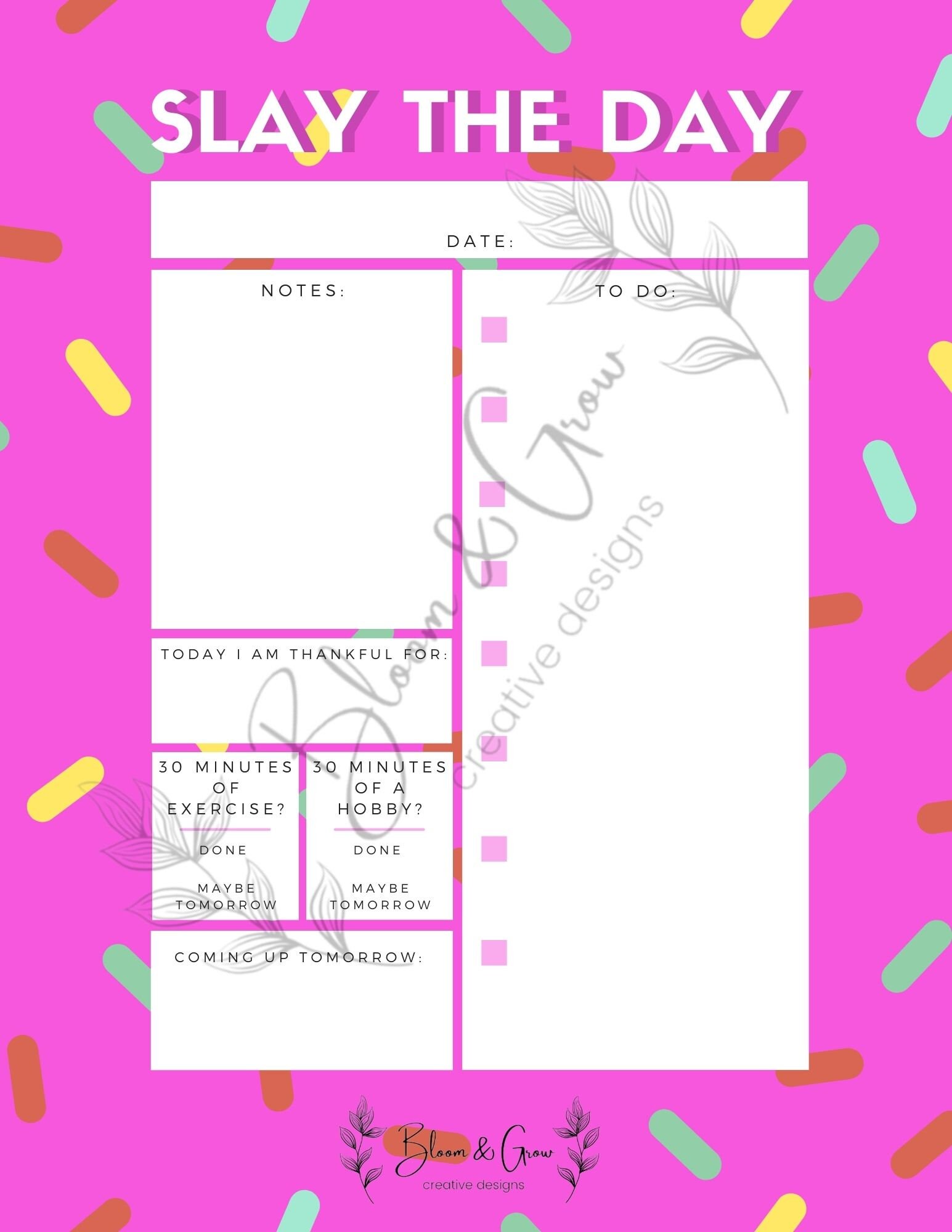Printable Daily To-do List Digital Download Only Planner Sheet ...