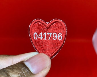 Custom Date Mini Heart Iron On Patch | Custom Name Patch