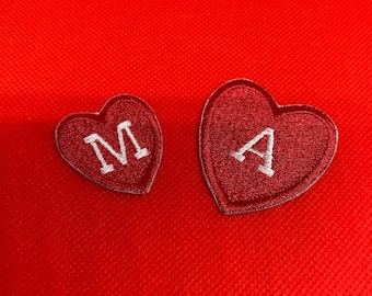Single heart iron on/ Hook and loop Patch- Available in any font and any letters or symbols/ in two sizes