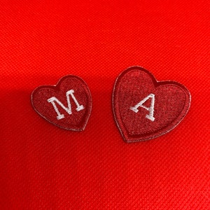 Single heart iron on/ Hook and loop Patch- Available in any font and any letters or symbols/ in two sizes
