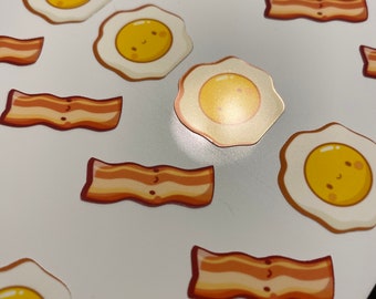 Cute Bacon and Eggs Stickers, Water Resistant Decals (Pack of 24)