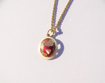 Repurposed Vintage Heart Charm Pendant Necklace - One of a Kind