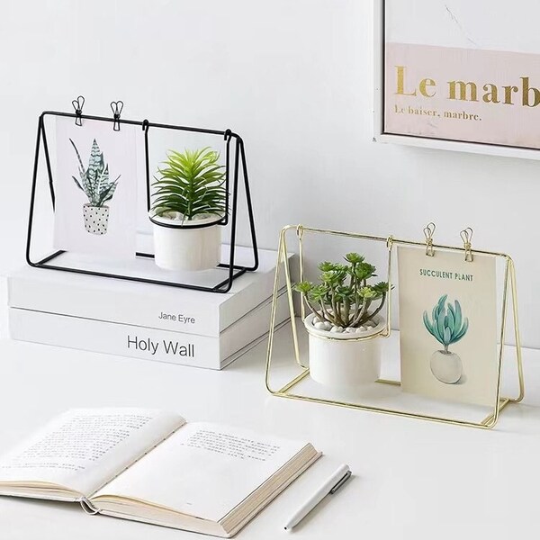 Desk photo frame decoration with plant