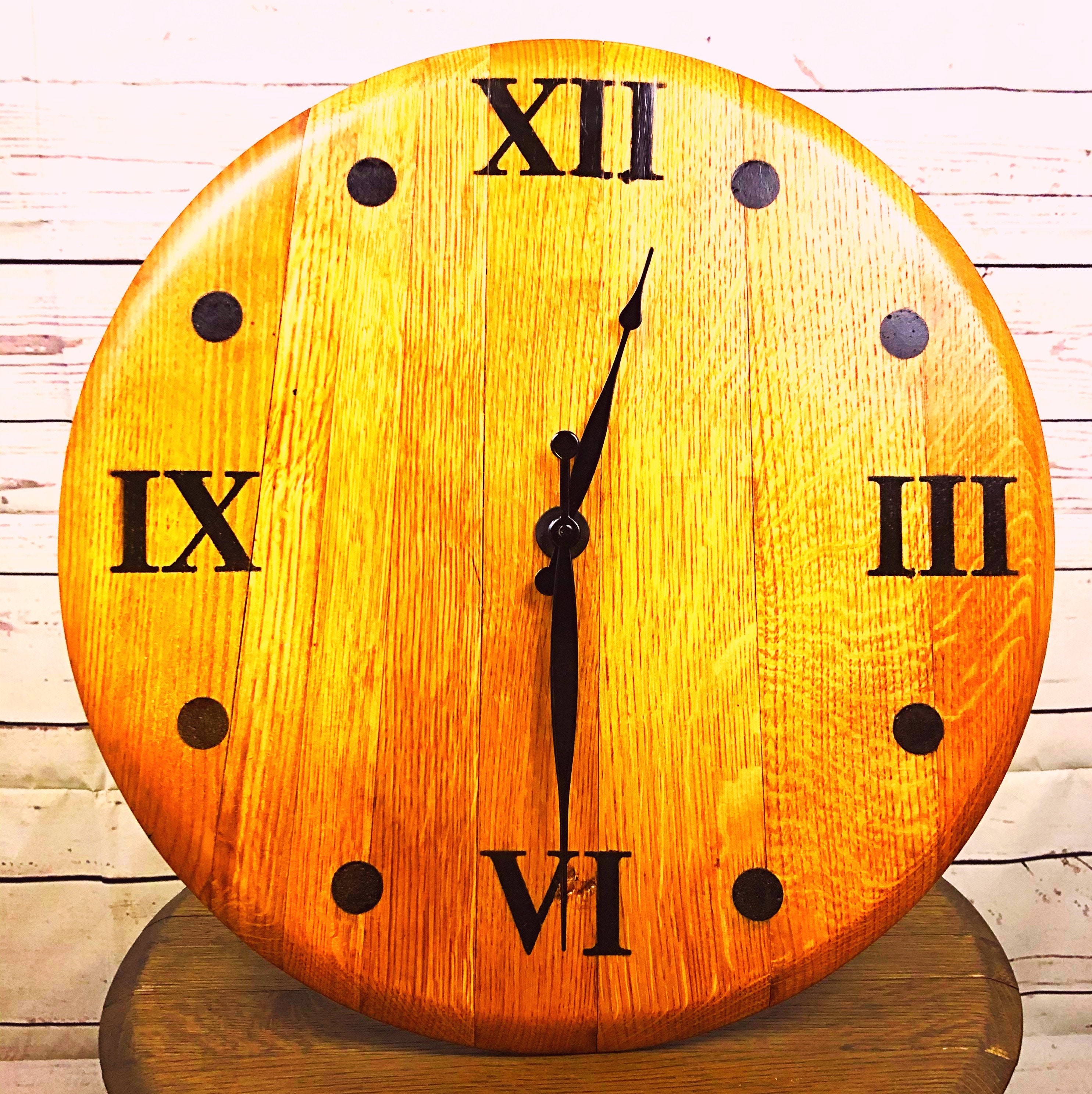 Whiskey Barrel Lid Wall Clock Etsy