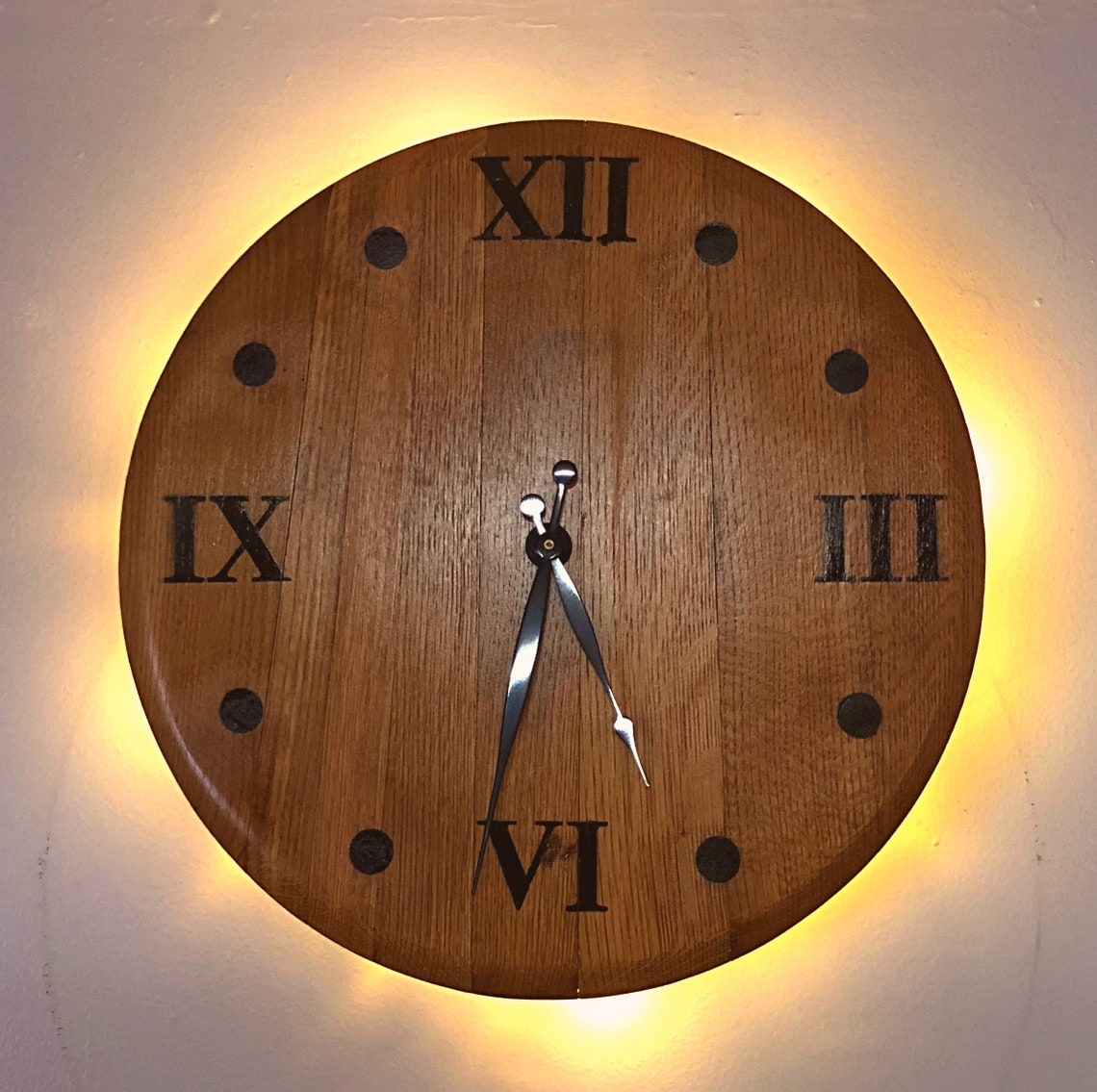 Whiskey Barrel Lid Wall Clock Etsy