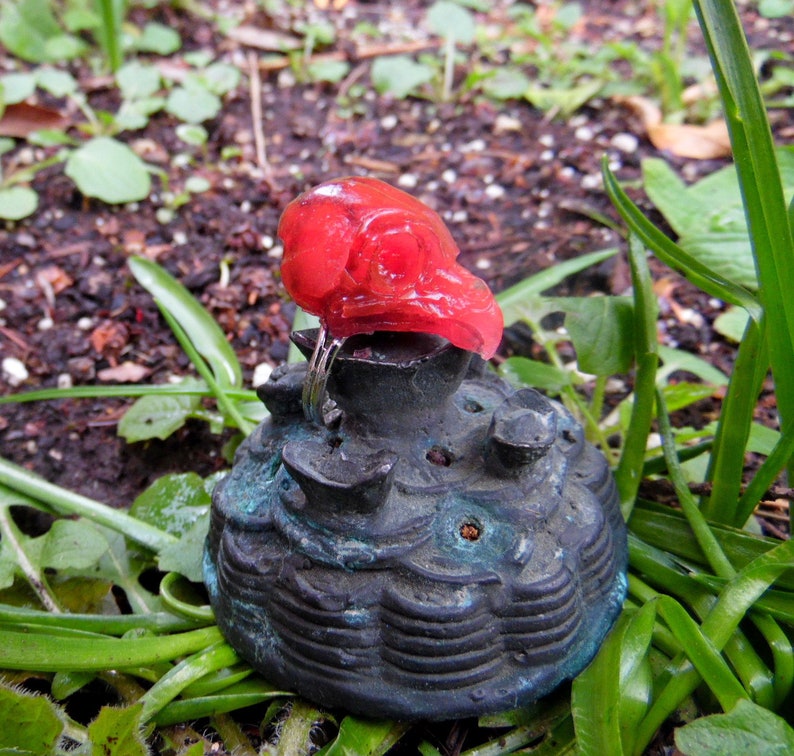 Radioactive Raspberry Owl Skull Ring Handmade Resin Glow In the Dark Witch Pagan Rave Jewelry