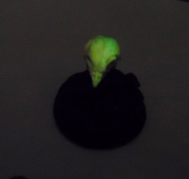Radioactive Raspberry Owl Skull Ring Handmade Resin Glow In the Dark Witch Pagan Rave Jewelry