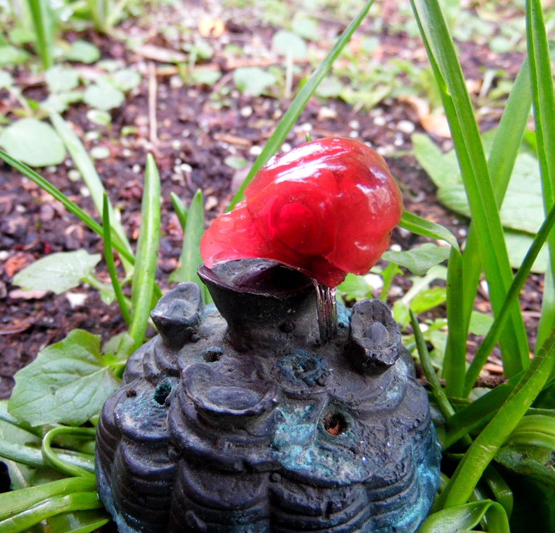 Radioactive Raspberry Owl Skull Ring Handmade Resin Glow In the Dark Witch Pagan Rave Jewelry