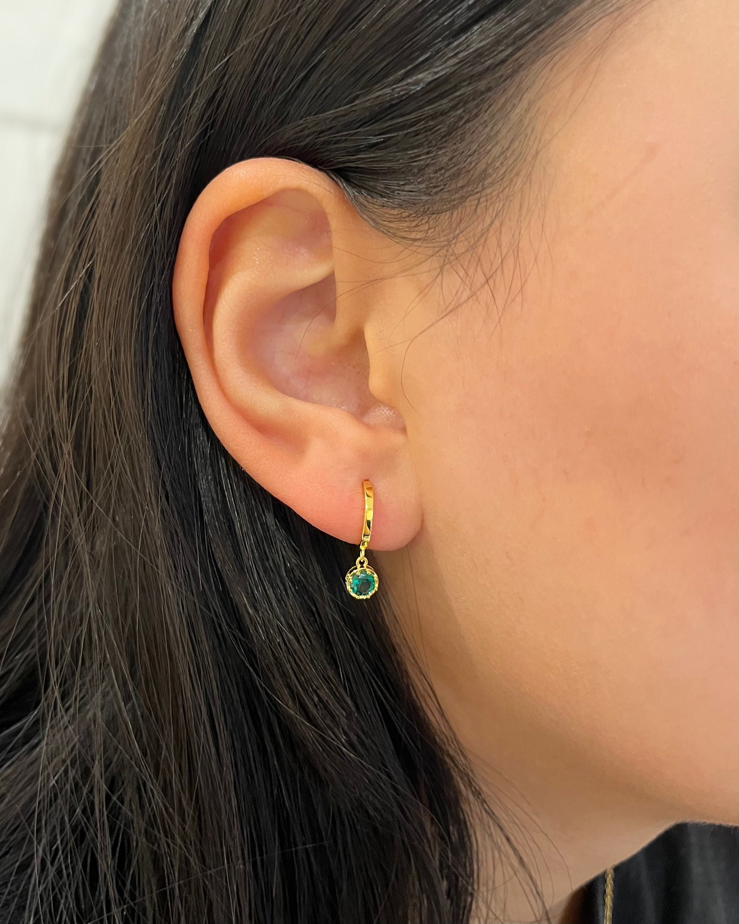 Green tourmaline earrings Ethnic Gold hoop earrings Gemstone earrings Solid gold hoops Jewellery Earrings Hoop Earrings Pendant hoops 14k gold hoops Boho earrings 