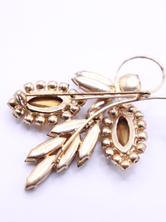 Vintage unsigned reverse setting amber rhinestone… - image 6