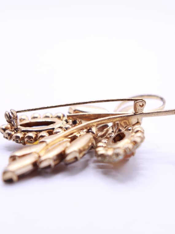 Vintage unsigned reverse setting amber rhinestone… - image 7