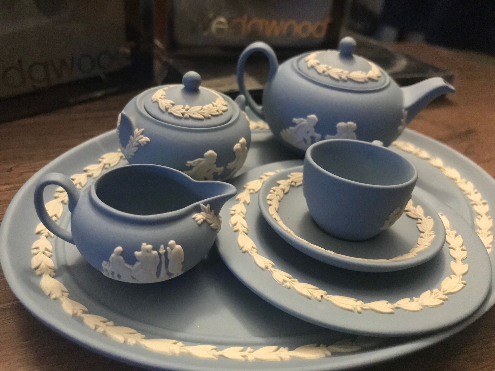 Beautiful Vintage Wedgwood Jasperware Miniature Blue tea set Etsy