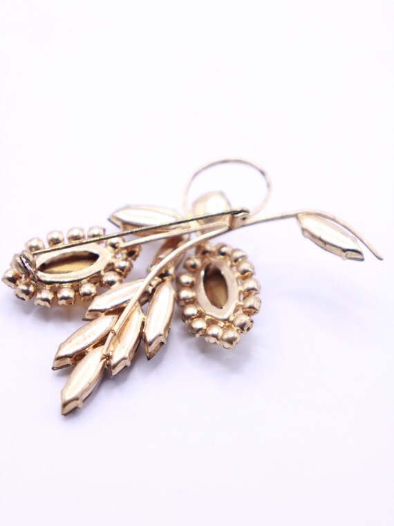 Vintage unsigned reverse setting amber rhinestone… - image 5