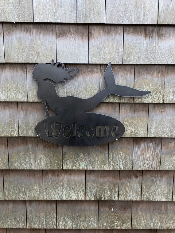 Metal Art Welcome Sign Mermaid Coastal Series Custom | Etsy