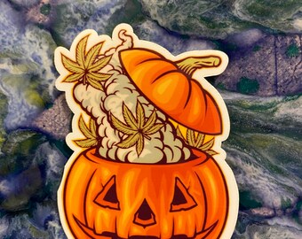 Vinyl stickers - pumpkin full of weed