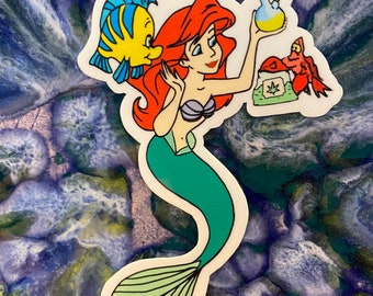 Vinyl sticker - Ariel holding bong
